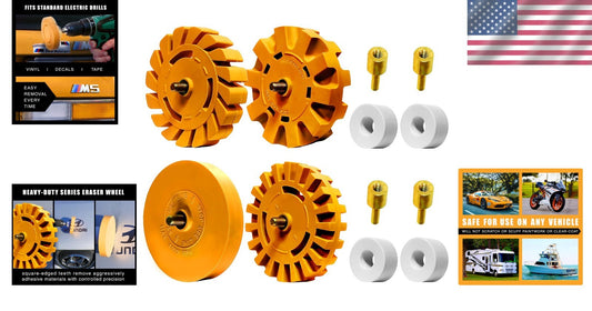 4-Inch Rubber Eraser Wheel - Medium Grit Decal Remover Pad with Drill Adapter
