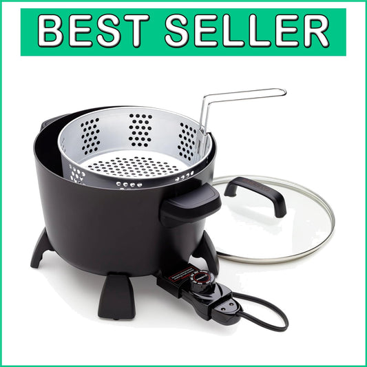 8-Quart Deep Fryer & Steamer: Perfect for Family Meals with Precise Heat Control
