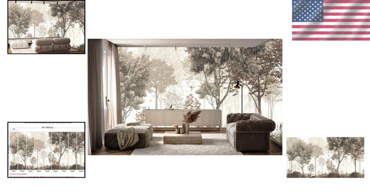 Vintage Forest Wallpaper Mural - Elegant Nature Design for Living Rooms