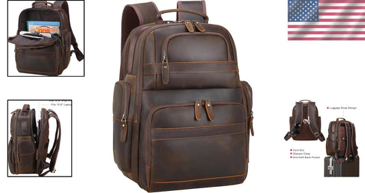 Large Capacity Vintage Leather Backpack for Men - Ideal for Travel and Hiking