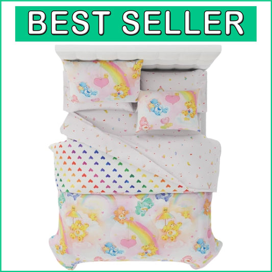 Vibrant 7-Piece Care Bears Comforter & Sheet Set - Full Size, Machine Washable