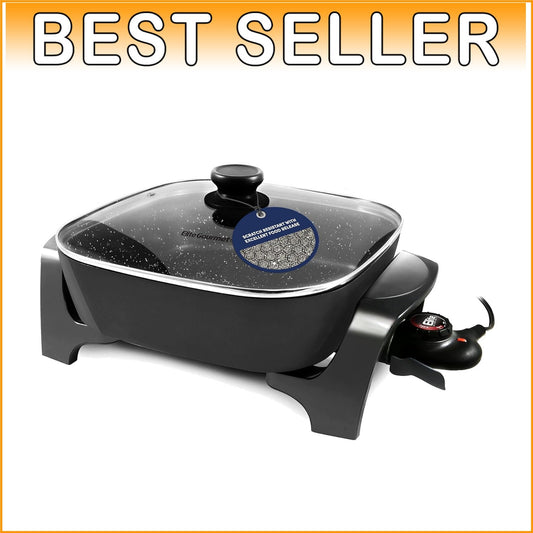 7.5Qt Electric Skillet - Adjustable Temp Control, Scratch-Resistant Black Finish