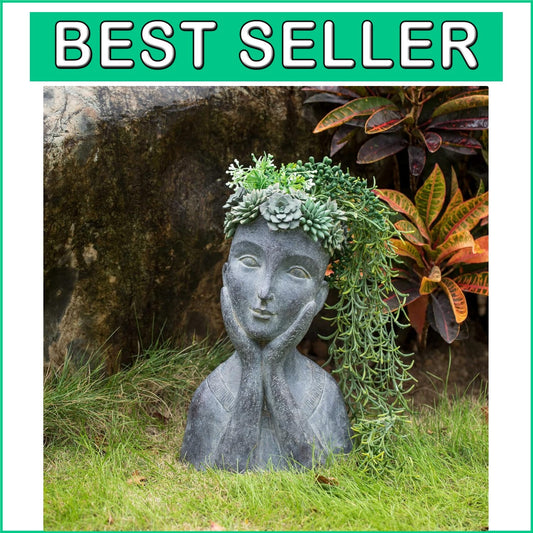 Creative Face Shaped Outdoor Planter with Drainage - Eye-catching Succulent Pot