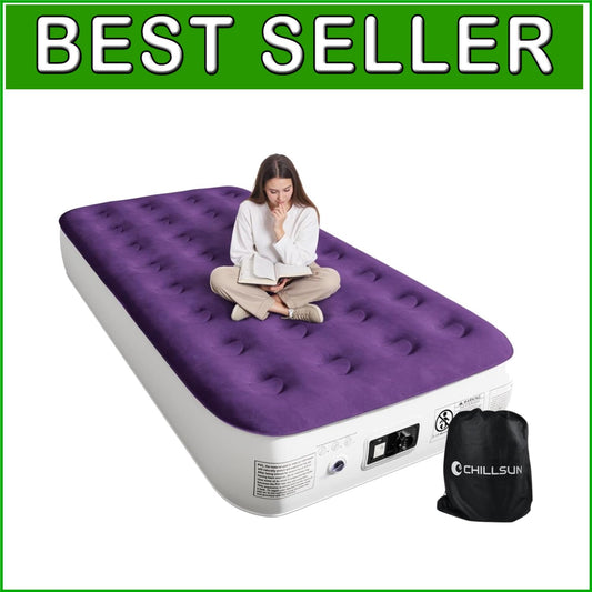 Double Height Twin Air Mattress with Silent Pump - Perfect for Camping & Home