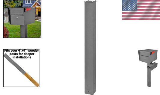 Granite 43" In-Ground Steel Mailbox Post with Installation Hardware Included