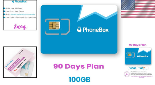 100GB Canada SIM - Preloaded for 90 Days, 1,000 International Calls & No Fees!