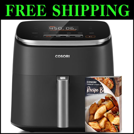 Quiet 9-in-1 TurboBlaze Air Fryer, 6 Qt—Perfectly Cooked Family Meals Every Time