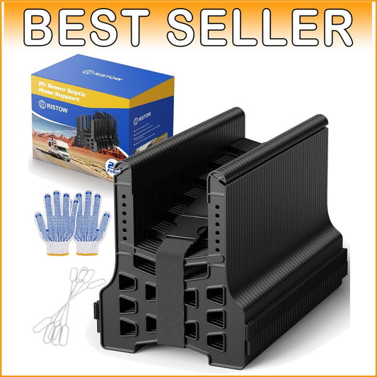 Efficient 20ft Height-Adjustable RV Sewer Hose Support, Black ABS Material