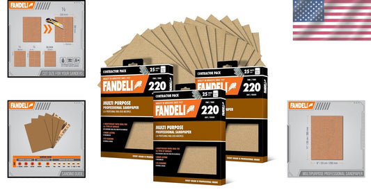 75 Sheets of 9'' x 11'' 220 Grit Sandpaper - Ideal for Hand and Orbital Sanding