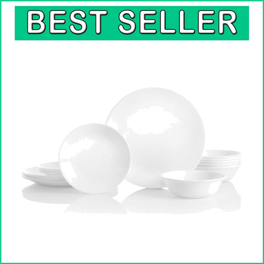 Elegant 18-Piece Winter Frost White Dinnerware Set, Lightweight & Chip Resistant