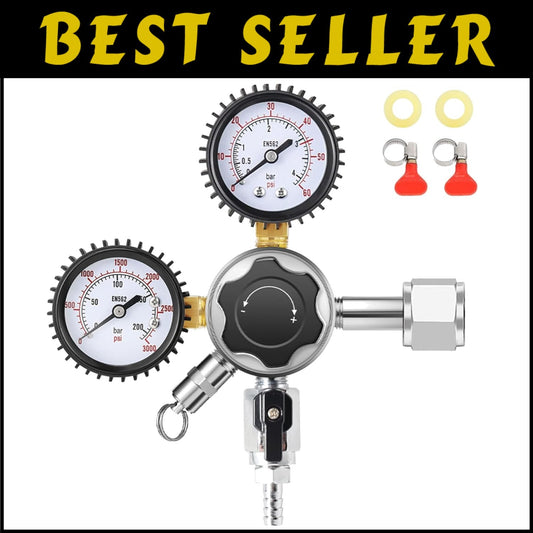 CGA-320 Standard CO2 Keg Regulator with Ergonomic Controls and Leak-proof Design