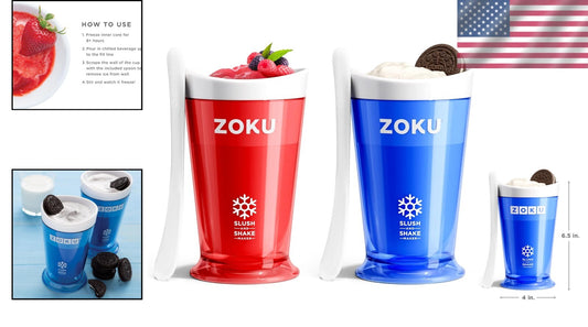 BPA-Free Slush Maker 2 Pack - Instant Milkshakes & Fruit Smoothies - Easy Clean