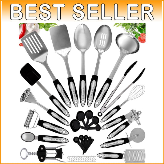 41-Piece Stainless Steel Kitchen Utensils Set - Heat Resistant, Nonstick Gadgets