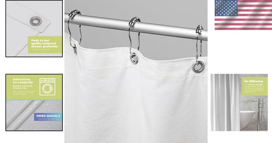 Versatile Cotton Shower Curtain 70" x 74" - Eco-Friendly & Quick Dry Design