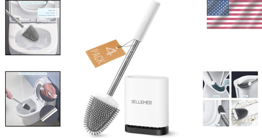 Flexible Silicone Toilet Brush with Stainless Steel Holder - Modern Cleanliness
