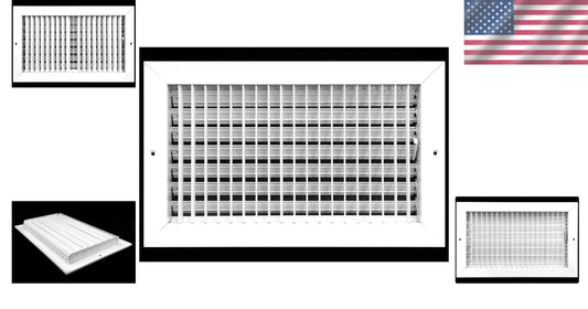 14"w X 8"h Adjustable HVAC Air Supply Diffuser - Stylish Steel Grille Register