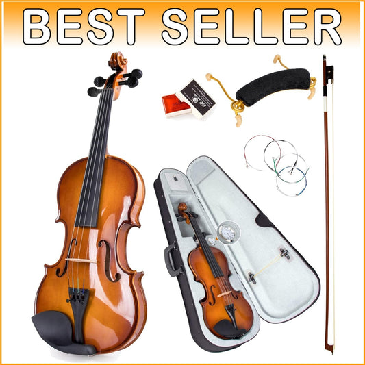 4/4 Full Size Violin Kit: Solid Wood, Ebony Scroll with Tuning Peg & Accessories