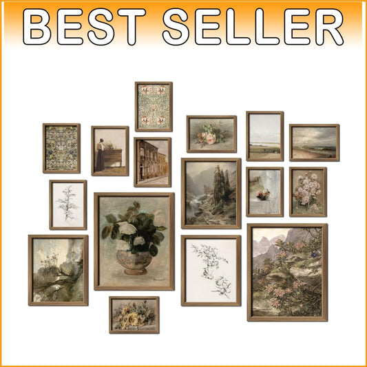 Charming Rustic Wall Art Collection - 16 Vintage Framed Prints for Any Room