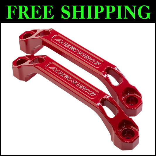 Universal Fit Offroad Grab Handles Pair - Durable Red Aluminum & Stainless Steel