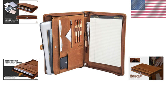 Spacious Leather Padfolio Folder with Notepad - Ideal for Business and Studies