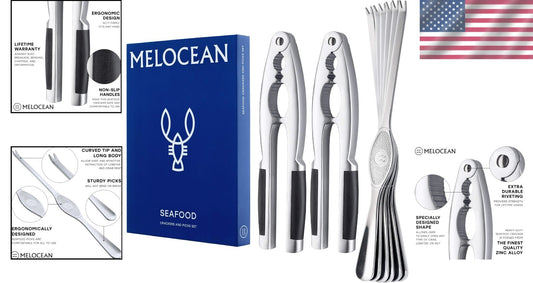 Elegant 8-Piece Seafood Cracker & Nut Tools Set in Gift Box – Lifetime Warranty
