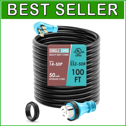 Secure 50A 100ft RV Power Cord with Locking Connector - Ideal for Generators