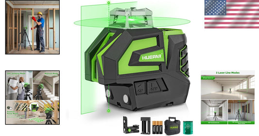 Versatile Green Laser Level with Adjustable Line Brightness & Robust Carry Case