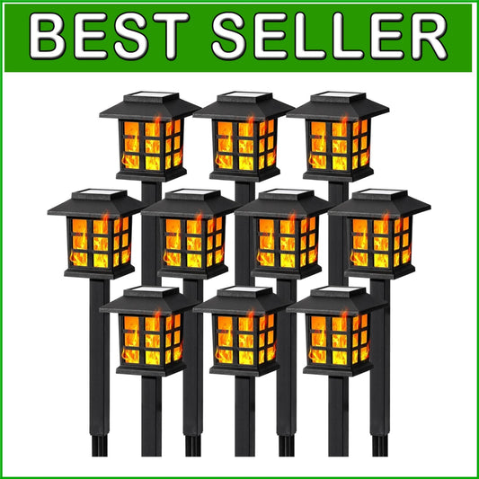 10-Piece Decorative Solar Lights - Flickering Flame Design for Outdoor Elegance