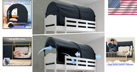 Breathable Privacy Sleeping Tent for Twin Bunk Beds - Easy Setup & Washable