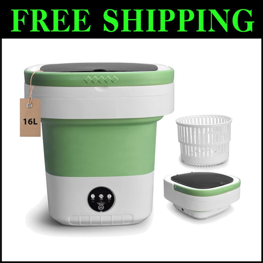 Foldable 3 Mode Mini Washer with Spin Basket – Perfect for Travel & Apartments