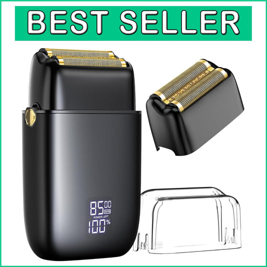 Waterproof Electric Razor for Men - Quiet, Adjustable Foil Shaver with 3 Speeds