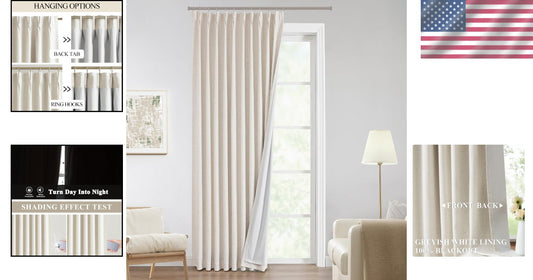Elegant Natural Pinch Pleat Blackout Curtains - 120" Length, Eco-Friendly