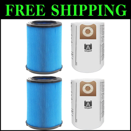 4-Pack VF5000 Replacement Filters & VF3502 Dust Capture Bags for Ridgid Models