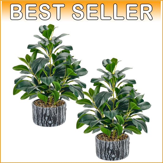 Elegant 15.7-Inch Artificial Plants Set - Striped Pots for Indoor Aesthetics