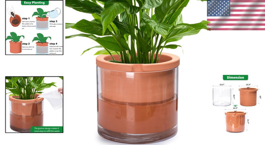10 Inch Resin White Terracotta Self-Watering Pot - Perfect for Indoor Plants