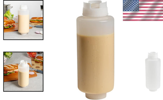 32oz Reusable Clear Squeeze Bottles - Perfect for Sauces & Oils (6 Count)