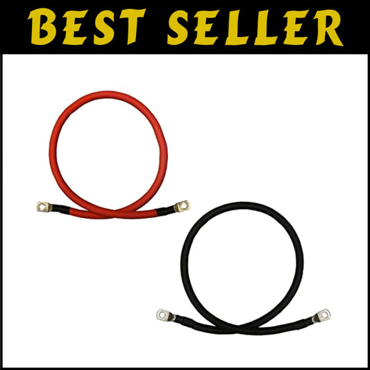 3ft Red/Black 1/0 AWG Copper Battery Inverter Cables with Heat Shrink Protection
