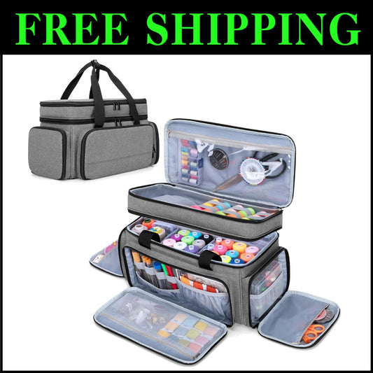 Durable Sewing Storage Bag with 5 Adjustable Dividers - Perfect for Supplies