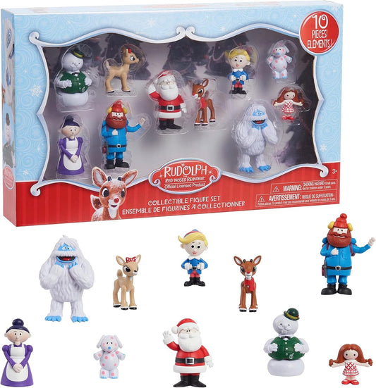 Delightful Rudolph The Red-Nosed Reindeer 10-Figure Holiday Playset for Ages 3+