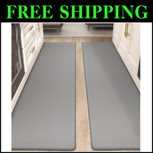 Stylish Kitchen Runner Rug Set - Memory Foam, Non-Slip, Anti-Fatigue - 17"x59"