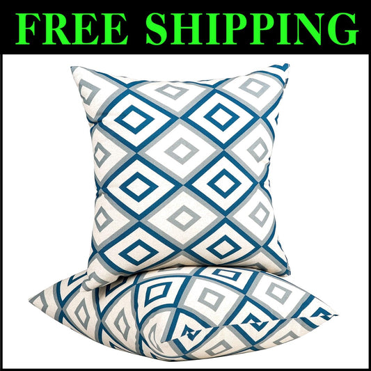 Durable Outdoor Pillows 18x18 - Waterproof and Machine Washable Set of 2
