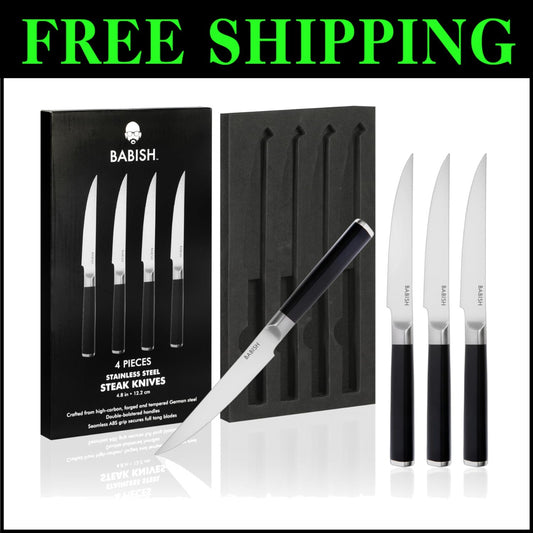 4-Piece High-Carbon German Steel Kitchen Steak Knife Set - Ultimate Precision