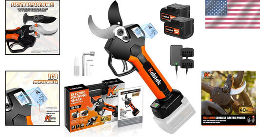 Professional 40MM Cordless Electric Pruning Shears - 18V Brushless Motor & Case