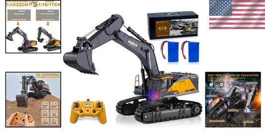 22 Channel RC Excavator Toy - Realistic Digging Experience with Lights & Sounds