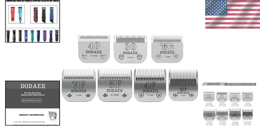 Durable 7-Piece Grooming Blade Set for Andis, Oster A5, and Wahl KM-10 Clippers