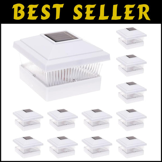 Classic White Solar Post Lights - 12 Adjustable LED Pathway Fixtures, Waterproof