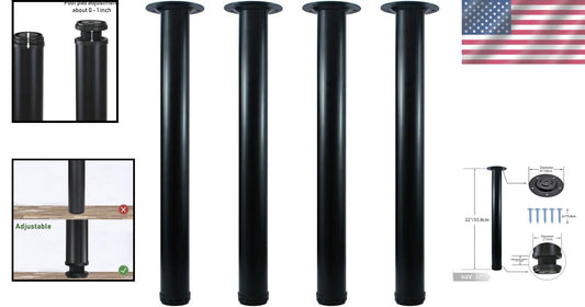 22-Inch Adjustable Metal Desk Legs - Set of 4 for Modern Furniture Enhancements