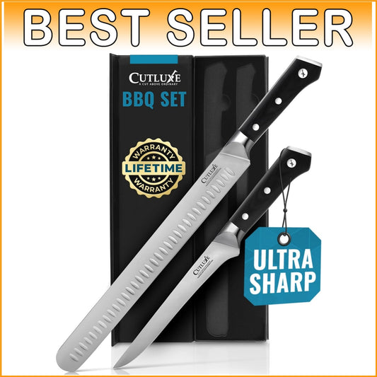 Artisan BBQ Knife Set – Razor-Sharp 12" Slicing Knife & 6" Boning Knife Gift Set
