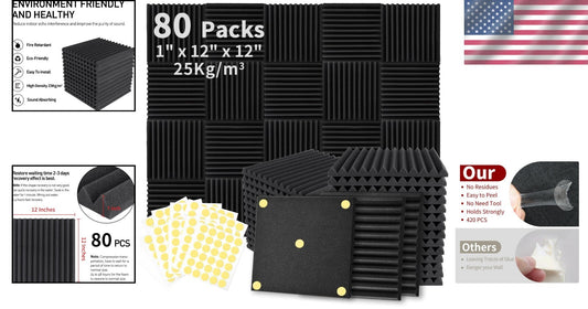 Fire-Resistant 80 Pack Soundproof Foam Panels - Safe Noise Reduction Solution