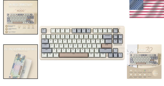 Durable 75% Aluminum Gaming Keyboard - Bluetooth, USB-C & Anti-Ghosting Features